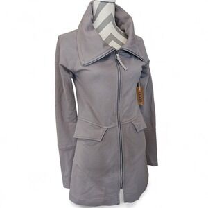 NWT Coze Apparel | Smoke Grey French Terry Longline Moto Jacket USA 100% Cotton